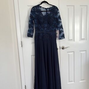 Elegant Navy Blue Evening Gown JD collection